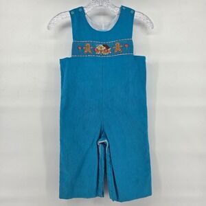 Claire & Charlie Corduroy‎ Overalls Boy 3 Blue Smocked Gingerbread House New